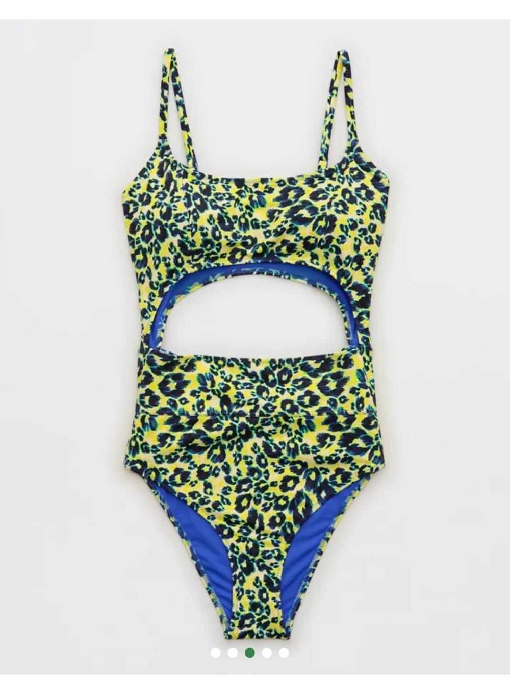 aerie Neon Yellow & Blue Leopard Cutout One-Piece Swimsuit